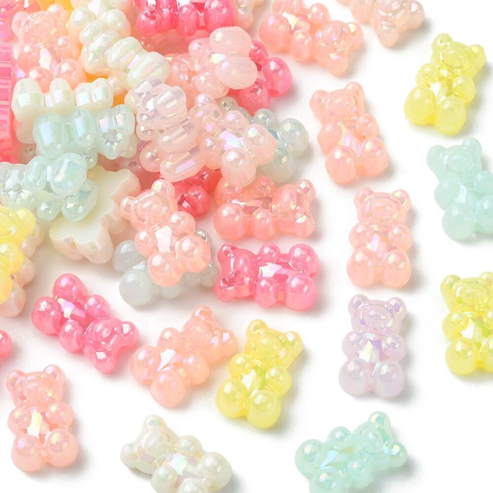 7745 200 pcs Mixed Colors Lovely Bear Acrylic Beads Gummy Animals Beads